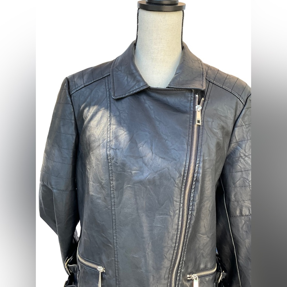 a.n.a. Faux Leather Motorcycle Jacket Size L - Picture 4 of 14